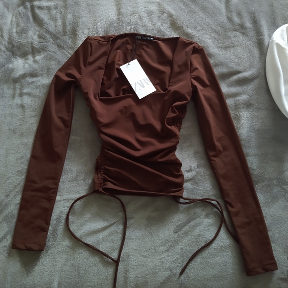 Zara Chocolate brown top - Picture 2 of 5